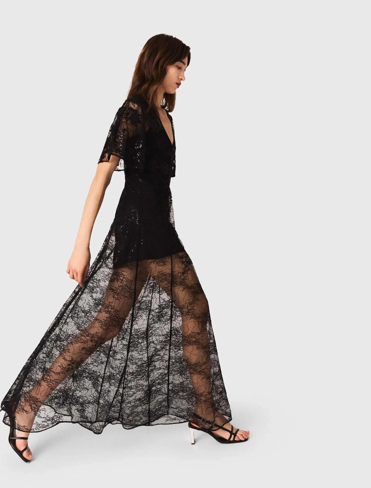 Lace maxi dress Black