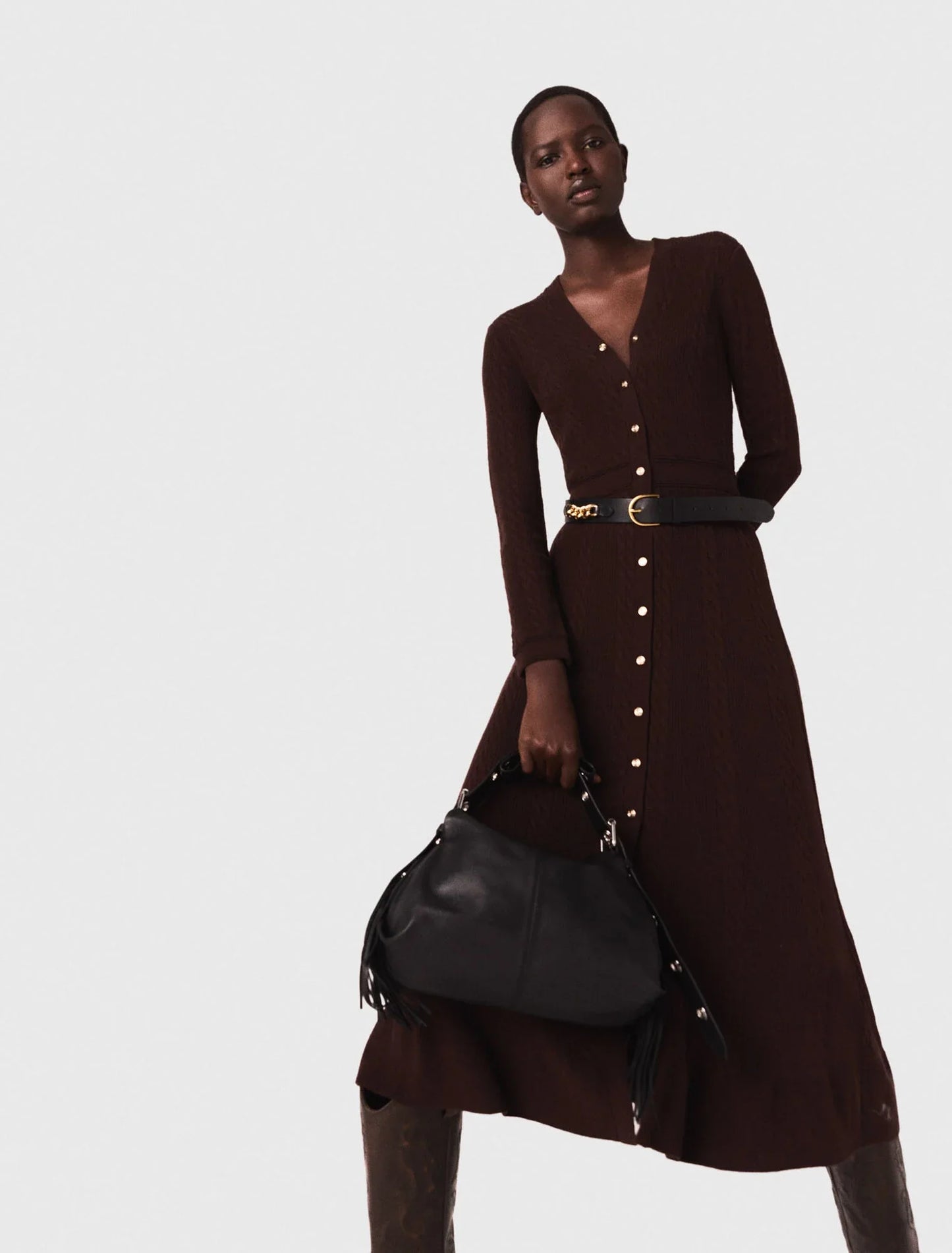 Knit maxi dress with buttons