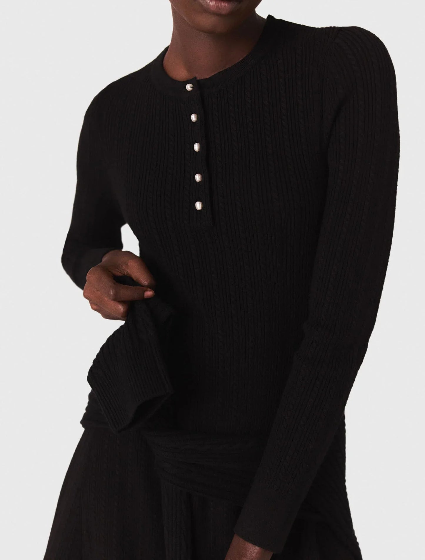 mfpro04468 short beaded collar knit dress black