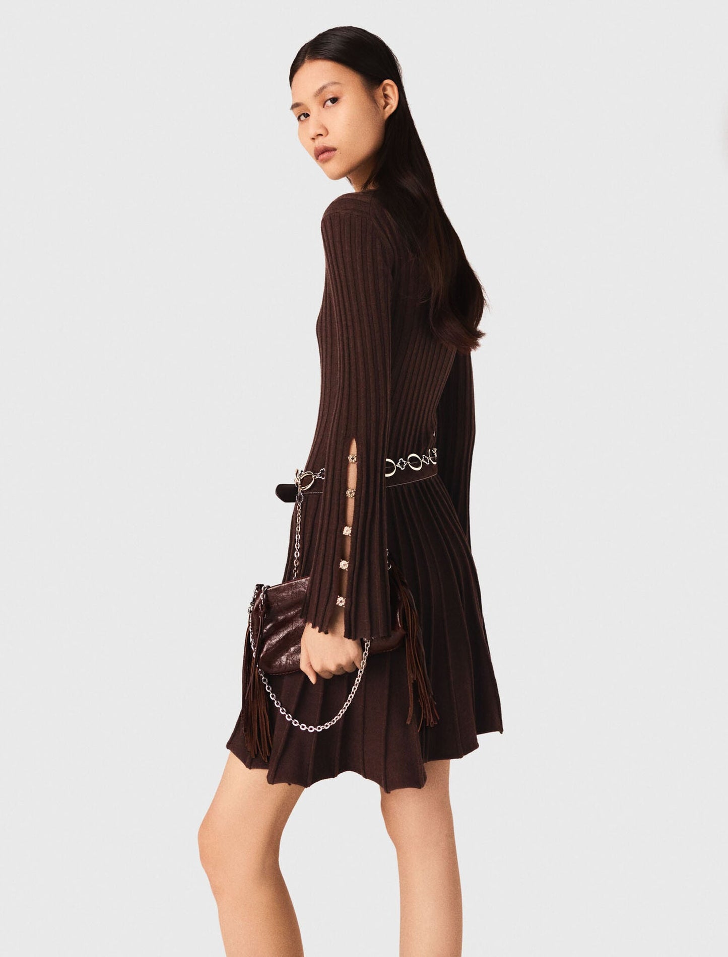 High-neck short skater dress