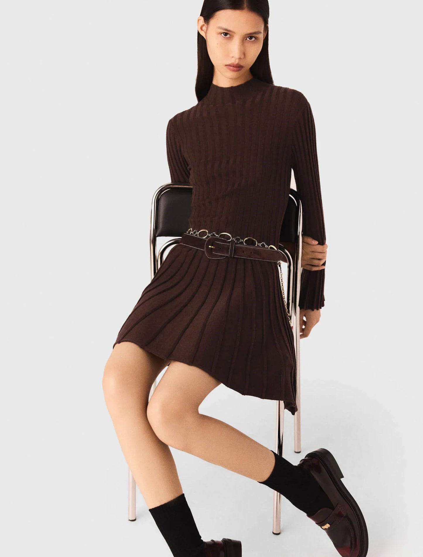 High-neck short skater dress