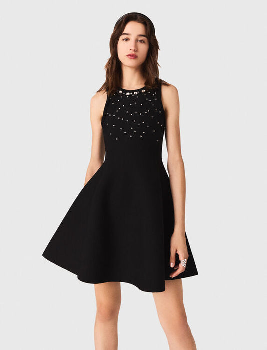 Jewelled skater dress Black