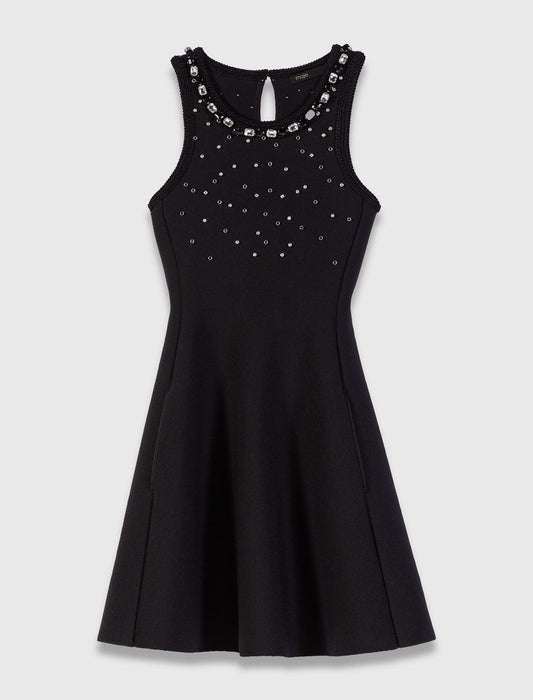 Jewelled skater dress Black