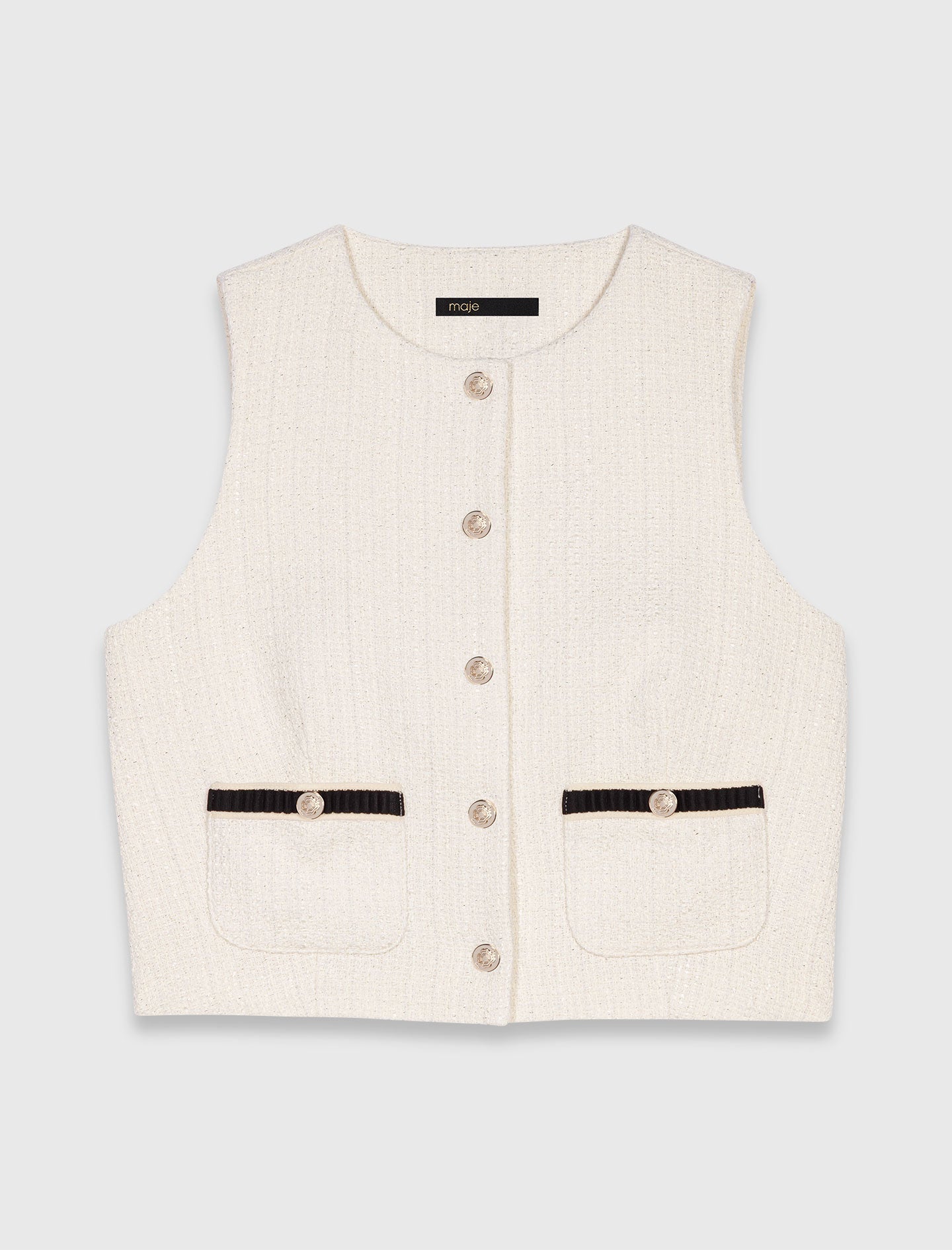 Sleeveless tweed lurex top