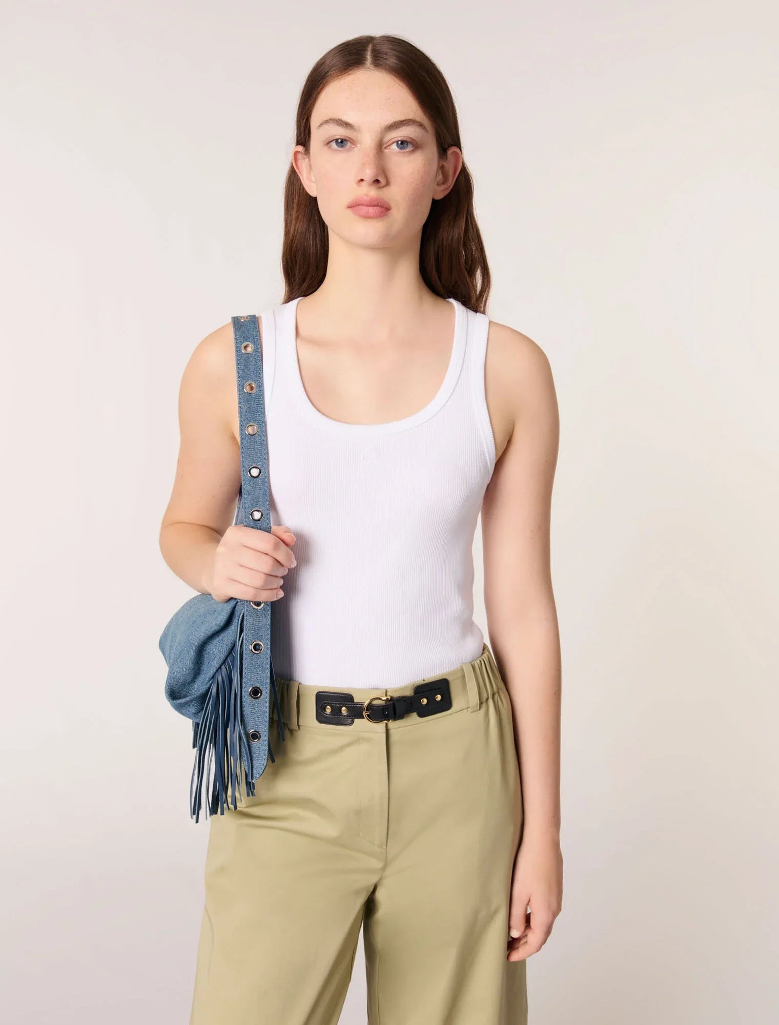 White-Rib knit tank top