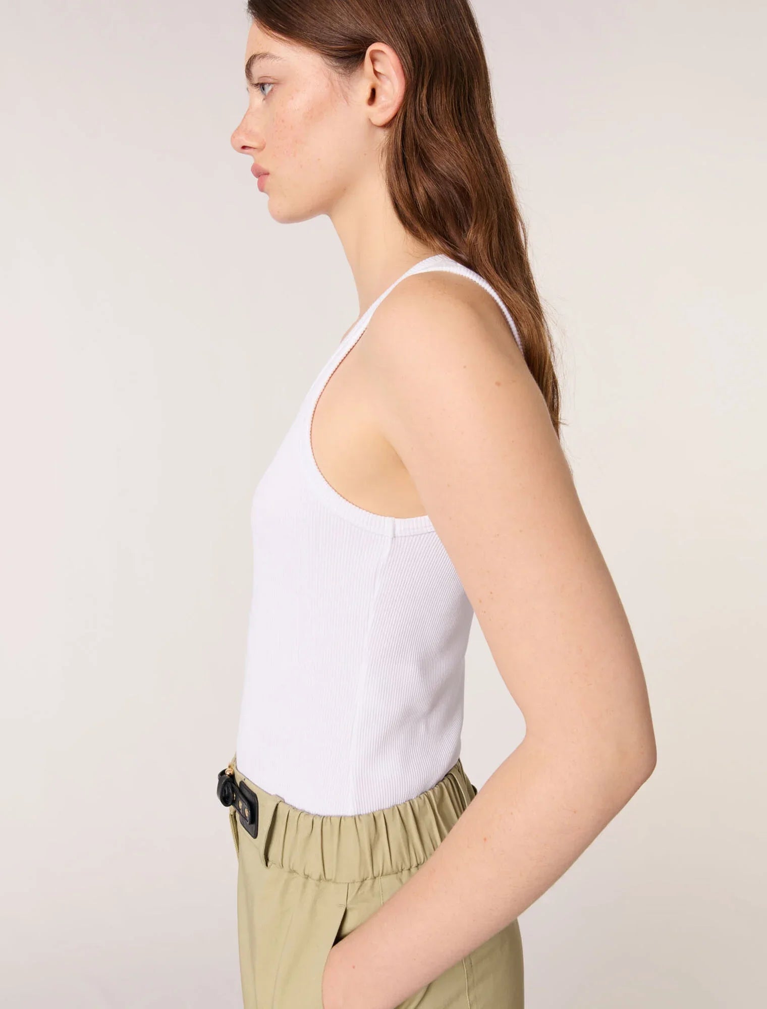White-Rib knit tank top