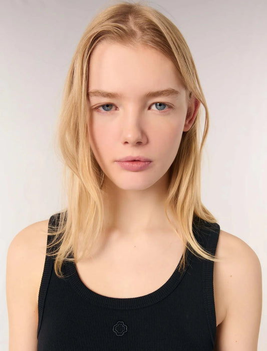 Black-Rib knit tank top