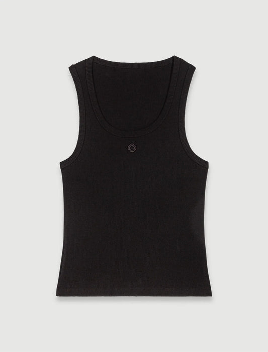 Black-Rib knit tank top