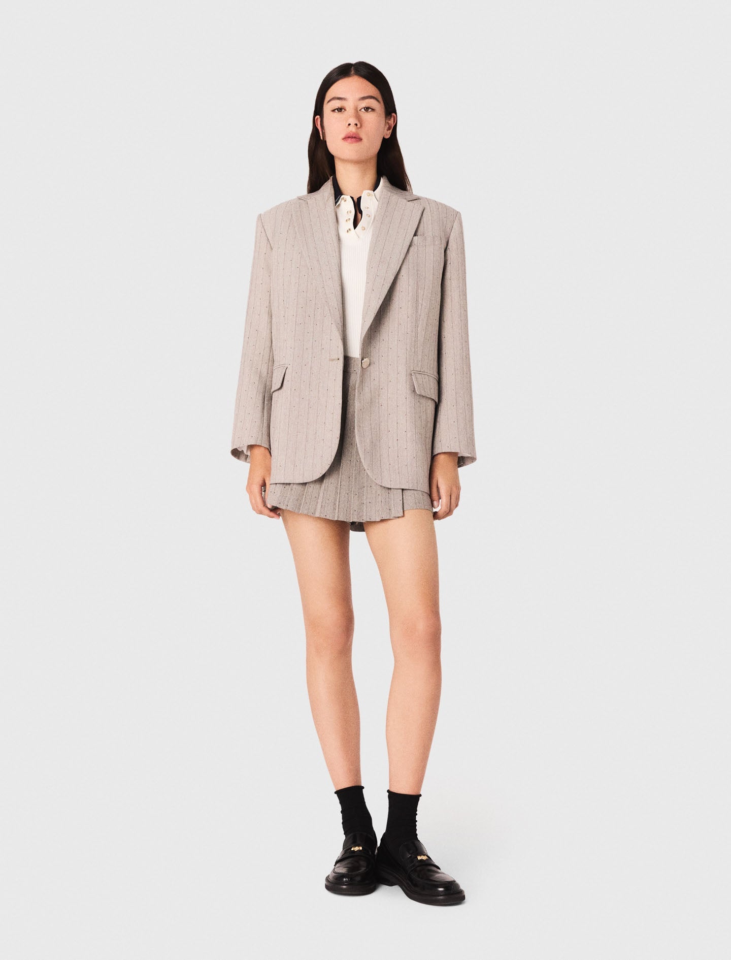 Rhinestone suit jacket Light Grey