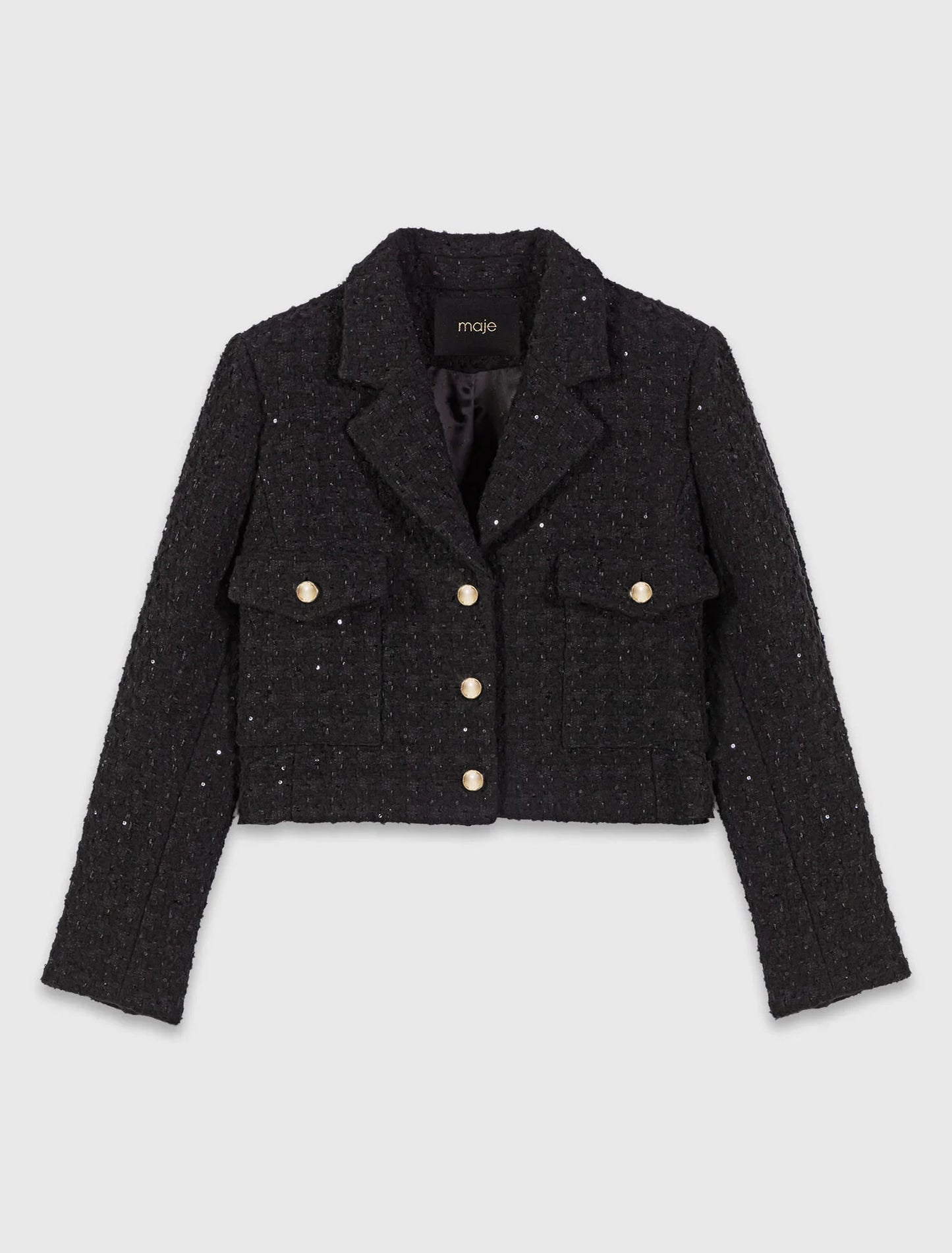 Short rhinestone tweed jacket