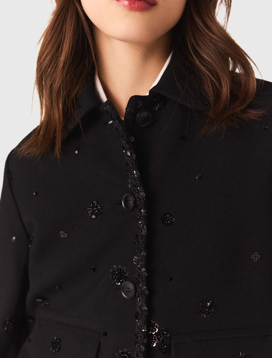 Short embroidered jacket Black