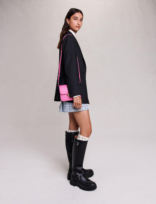 Black   Pleated Tweed Jacket Dress