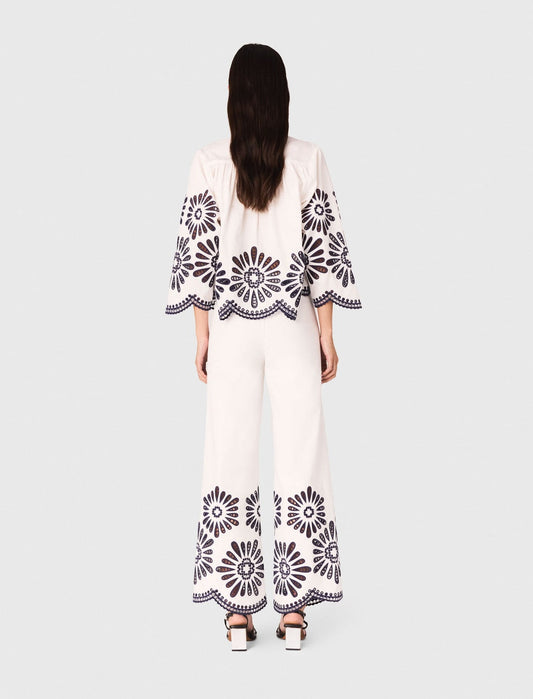 Trousers with crochet detail