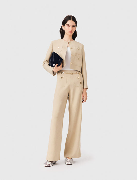 Linen blend suit trousers Beige