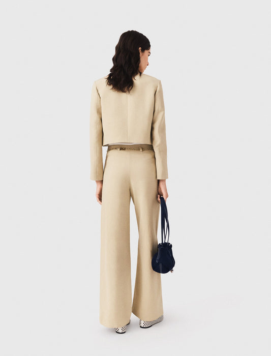 Linen blend suit trousers Beige
