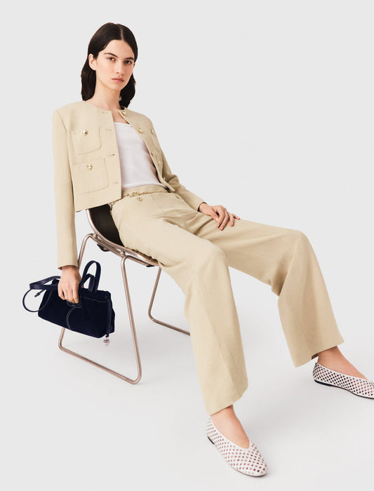 Linen blend suit trousers Beige
