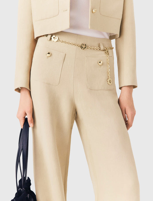 Linen blend suit trousers Beige