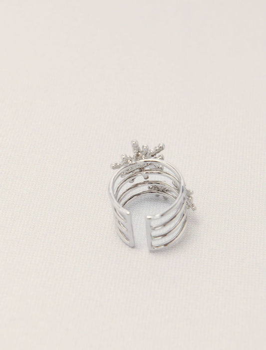 Silver-Rhinestone star ring