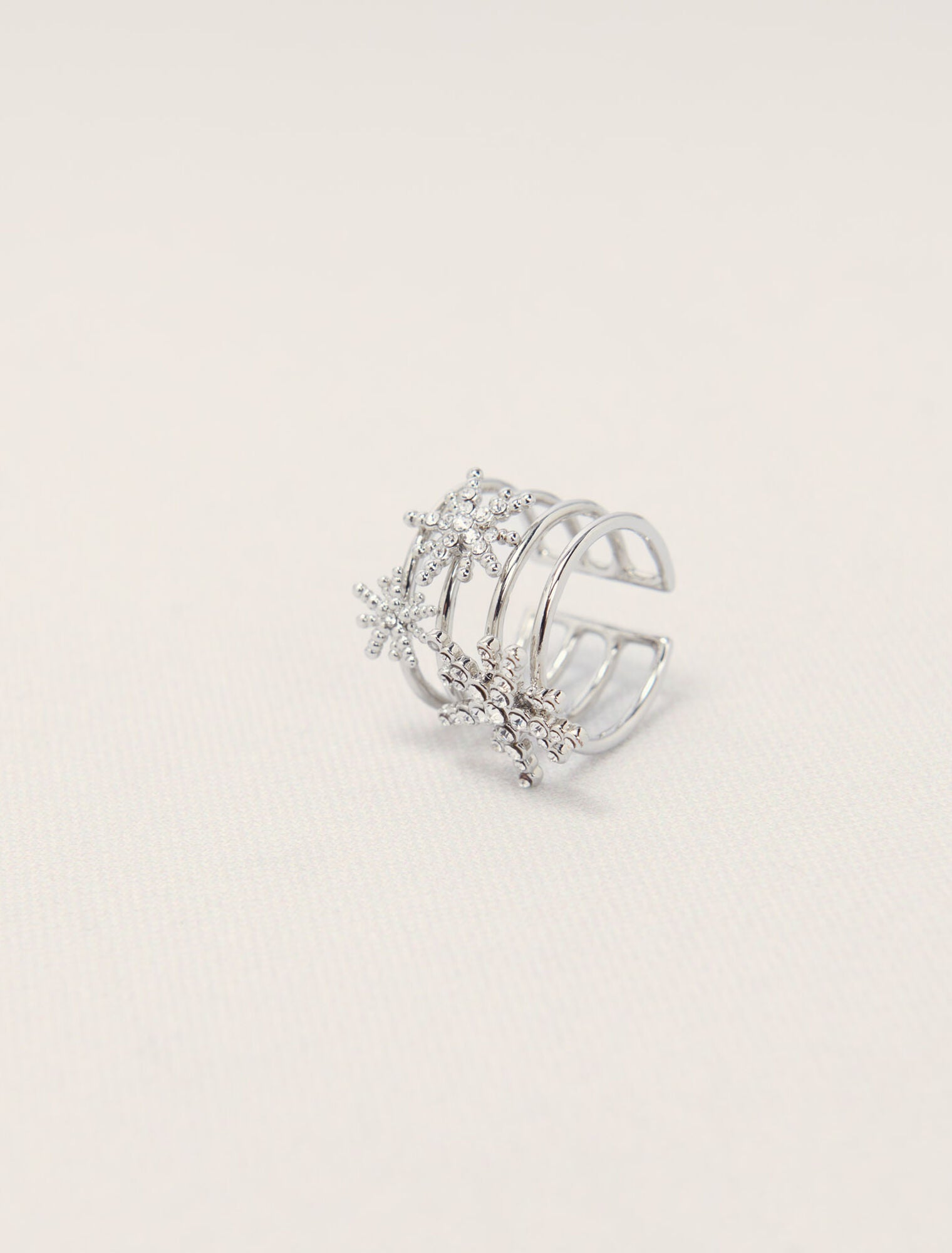 Silver-Rhinestone star ring