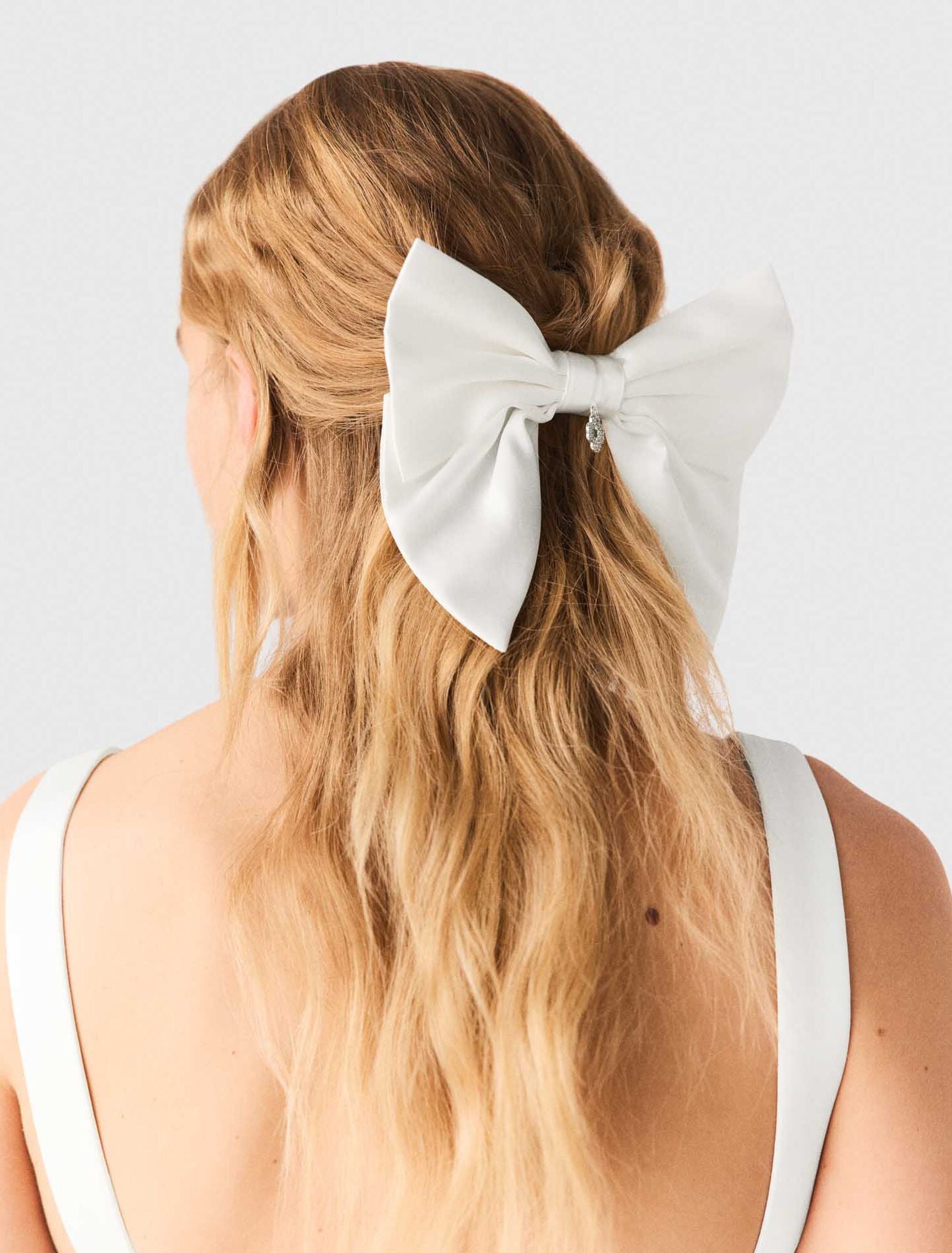 Satin-Effect Bow Barrette White