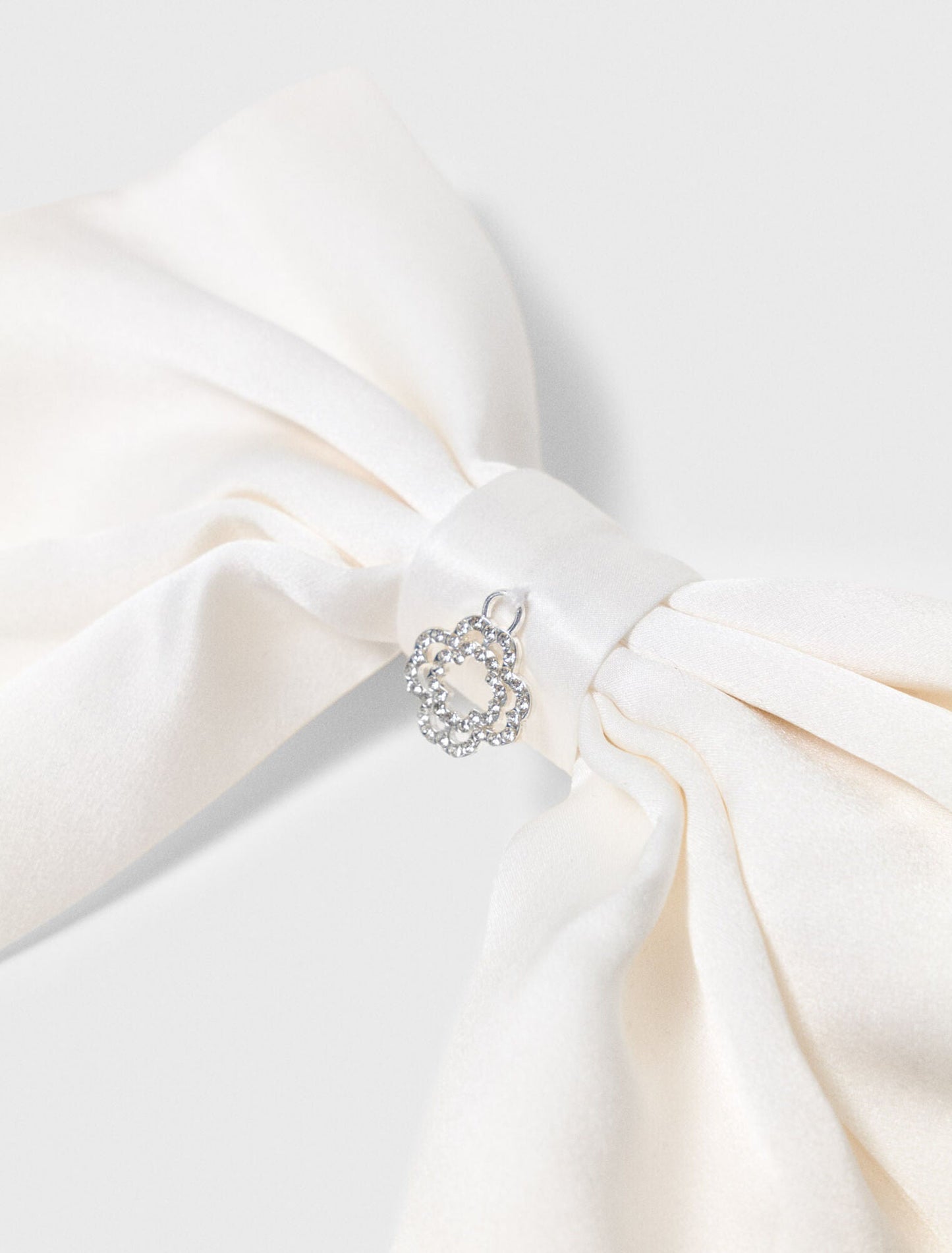 Satin-Effect Bow Barrette White