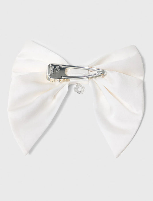 Satin-Effect Bow Barrette White