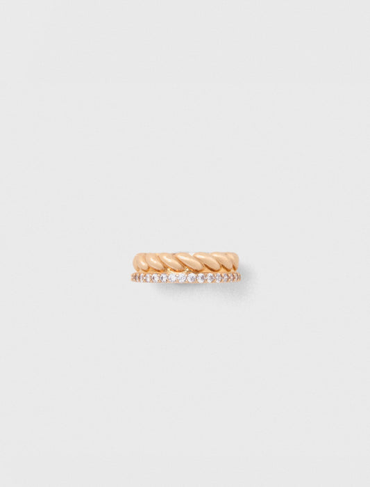 Twisted gold rhinestone ring Gold