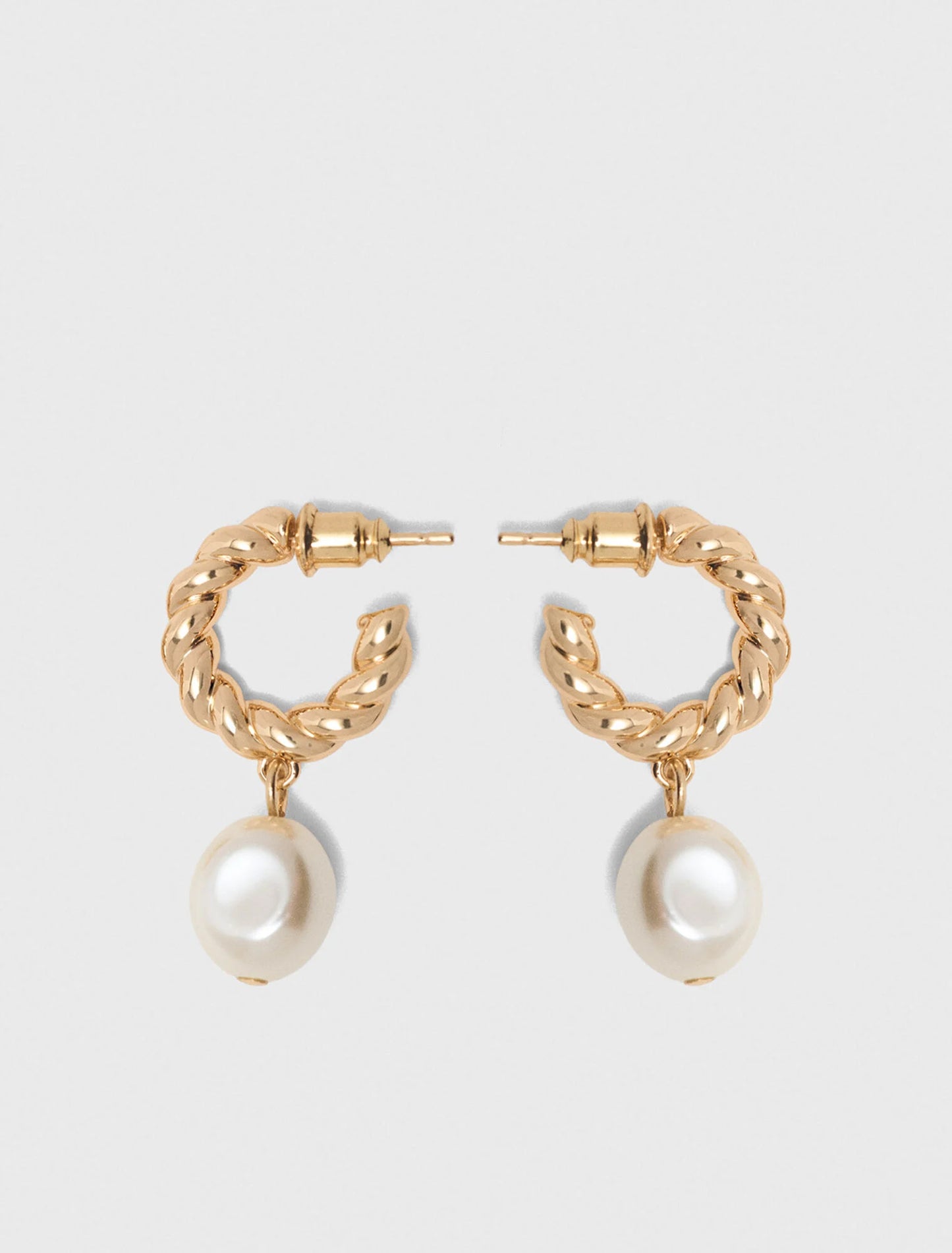 Twisted bead hoop earrings Gold