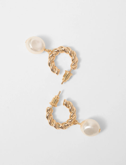 Twisted bead hoop earrings Gold