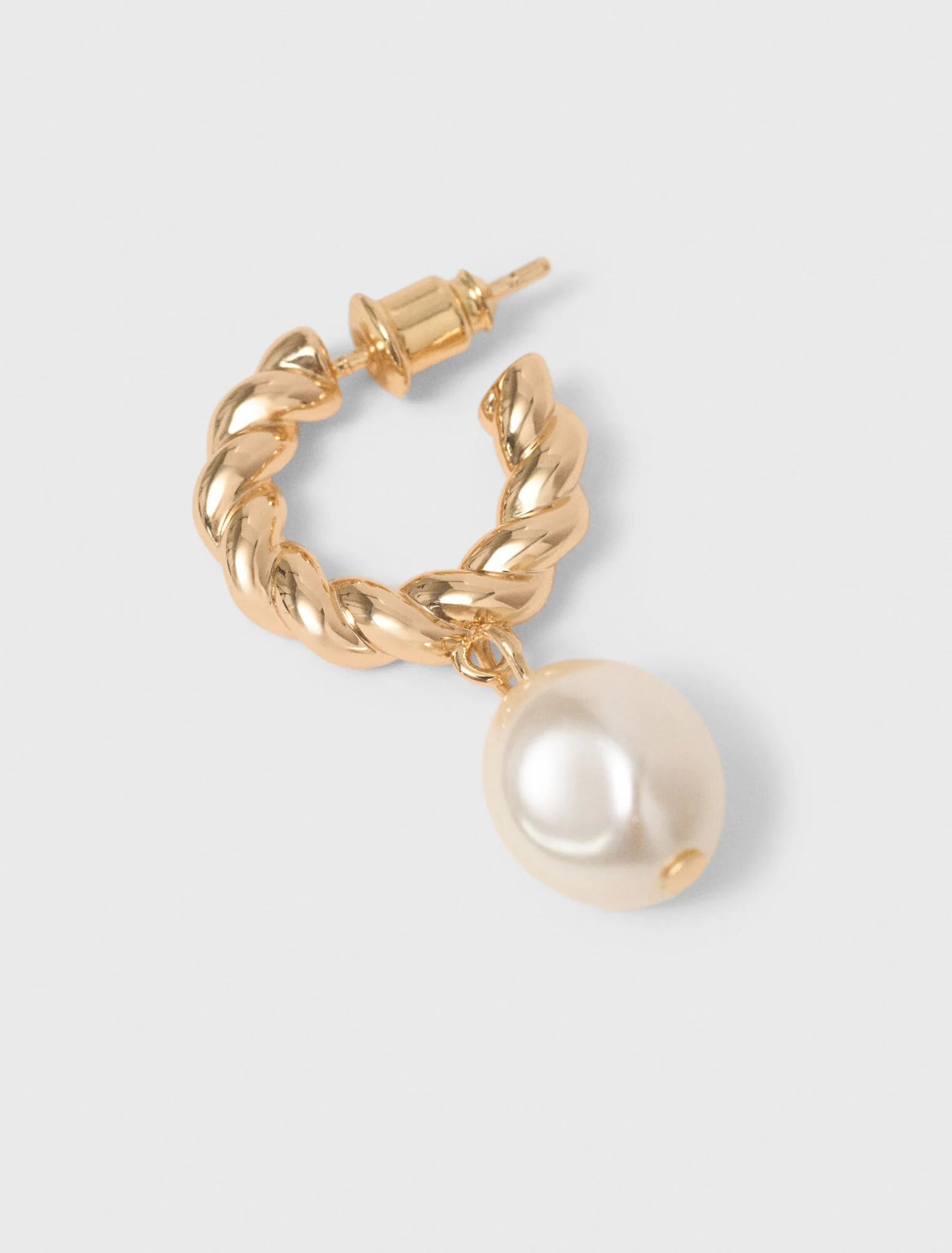 Twisted bead hoop earrings Gold