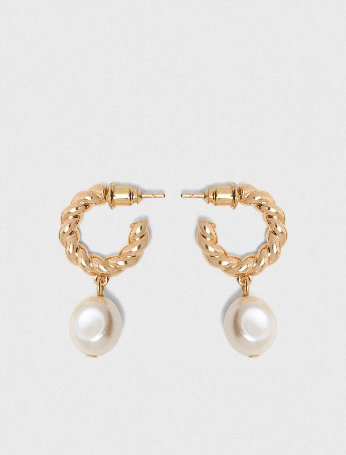 Twisted bead hoop earrings Gold