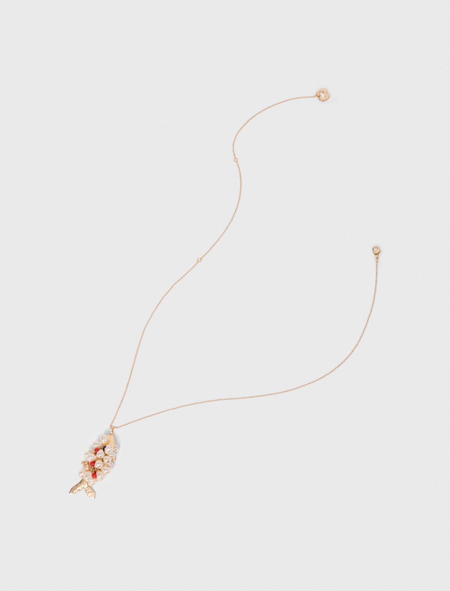 Long beaded fish necklace Gold