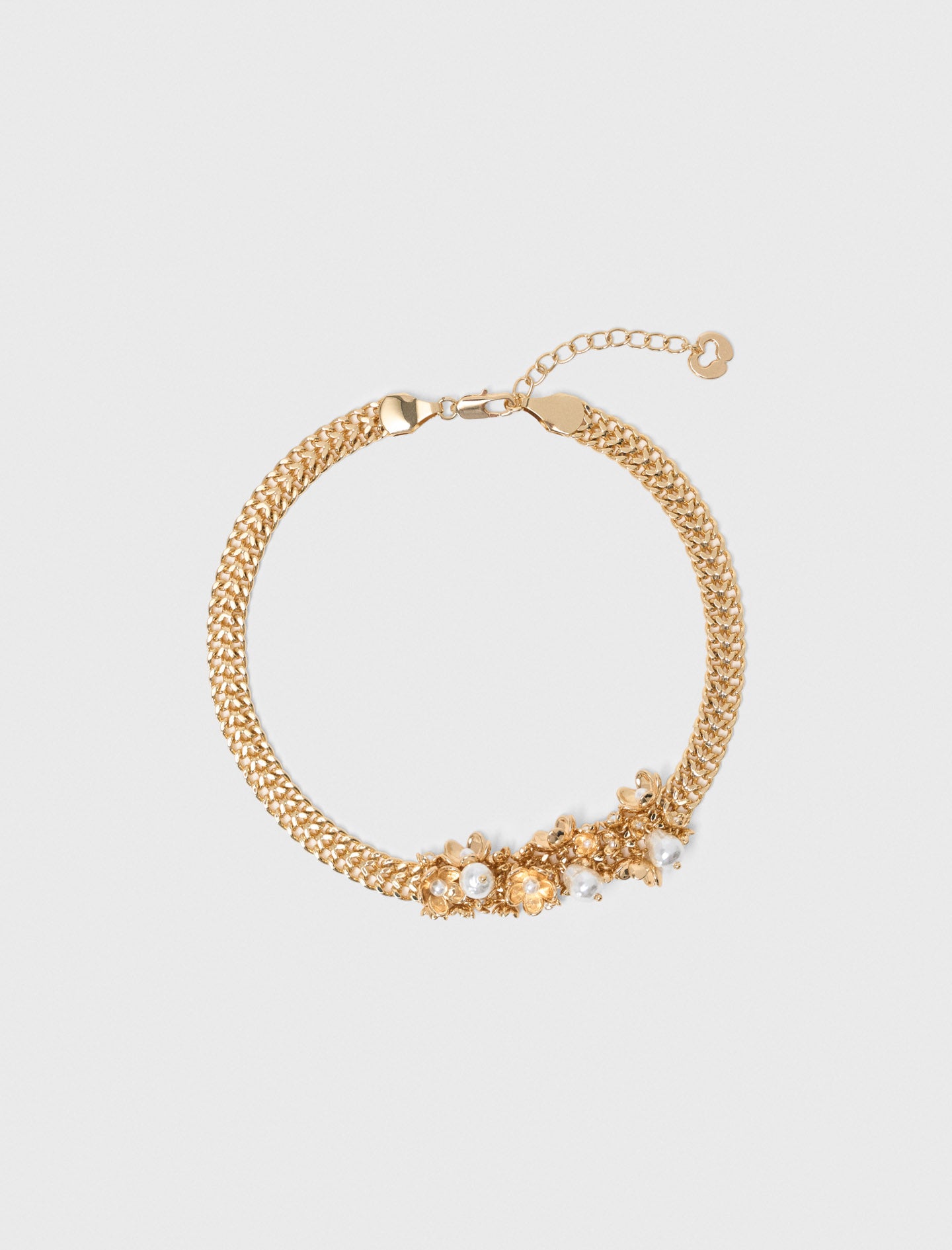 Asymmetric wide chain necklace Gold