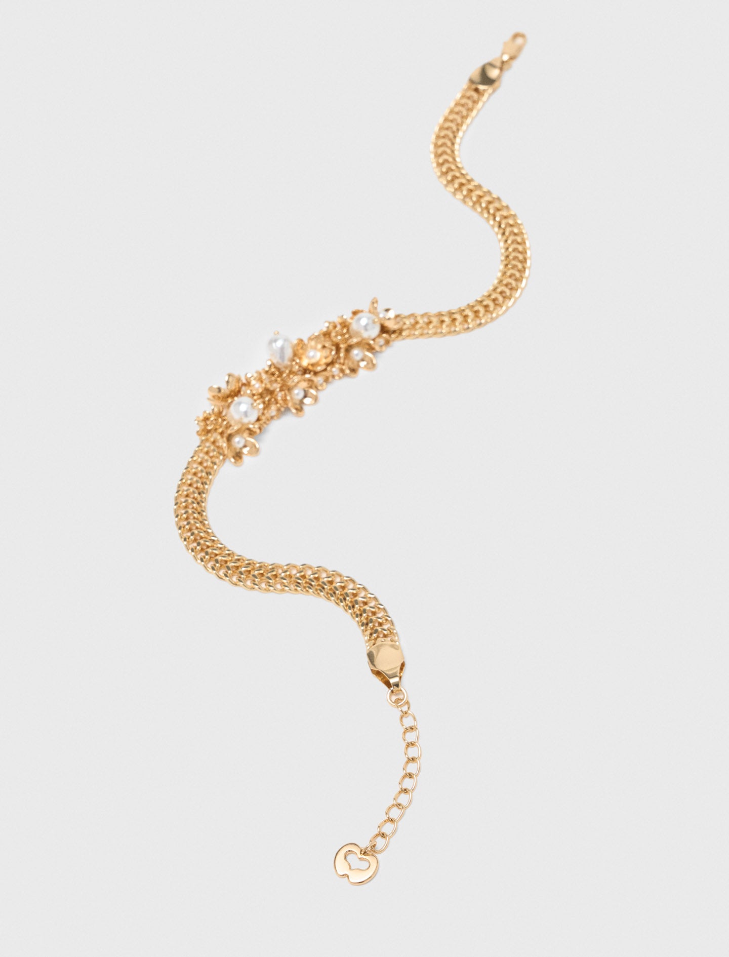 Asymmetric wide chain necklace Gold