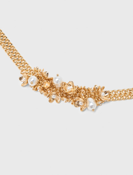 Asymmetric wide chain necklace Gold