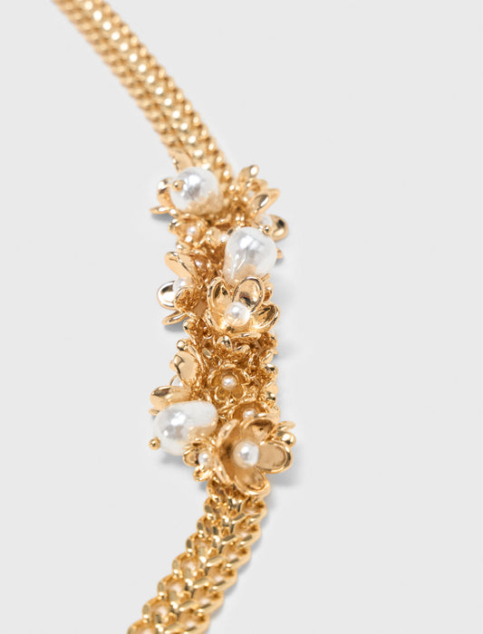 Asymmetric wide chain necklace Gold