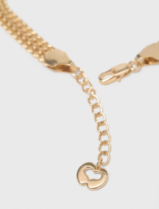 Asymmetric wide chain necklace Gold