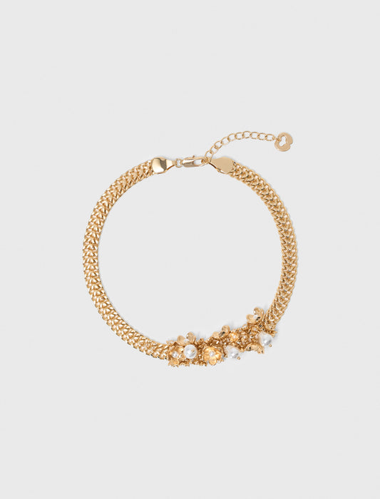 Asymmetric wide chain necklace Gold