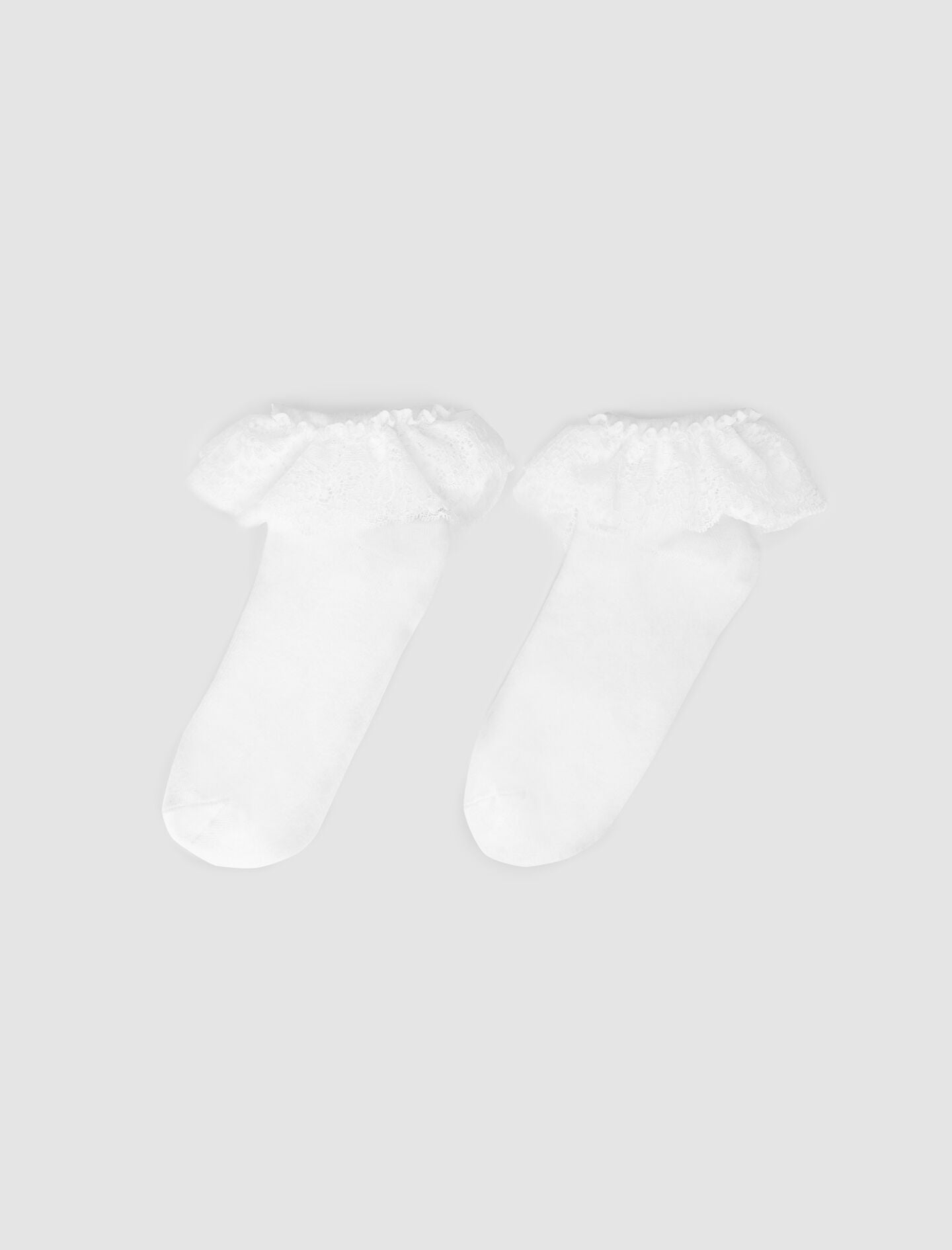 Lace frill socks White
