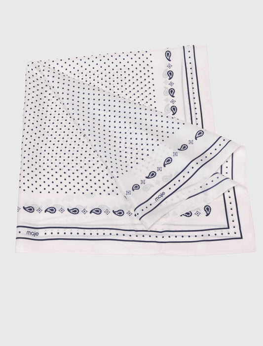 90X90 Printed Silk Scarf Ecru