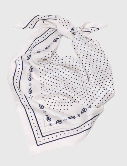 90X90 Printed Silk Scarf Ecru