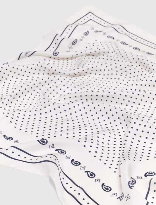 90X90 Printed Silk Scarf Ecru