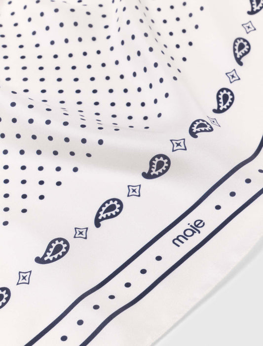 90X90 Printed Silk Scarf Ecru