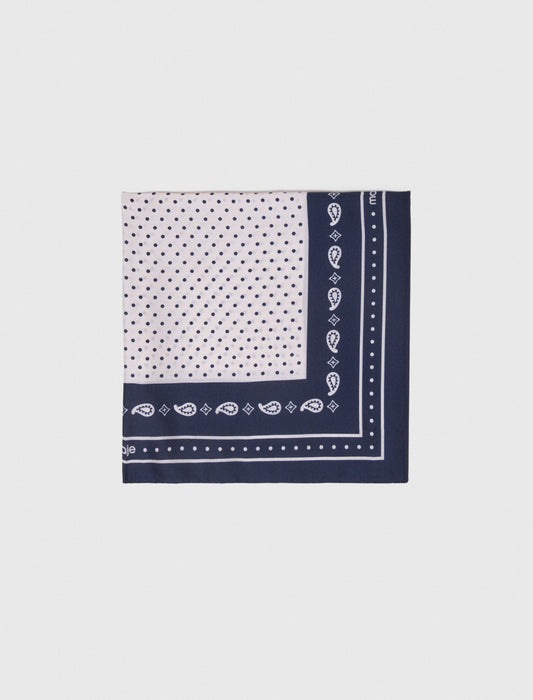 60X60 Silk Print Bandana Navy Polka Dot Bandana Print