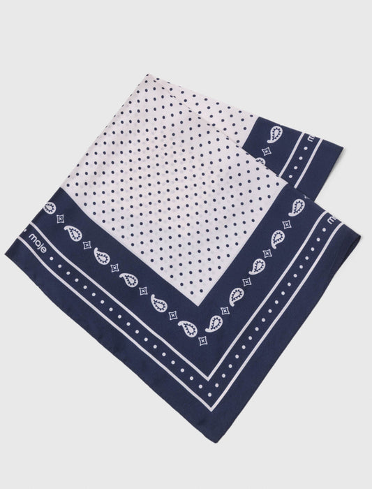 60X60 Silk Print Bandana Navy Polka Dot Bandana Print