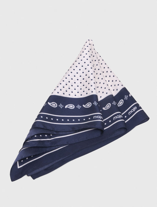 60X60 Silk Print Bandana Navy Polka Dot Bandana Print