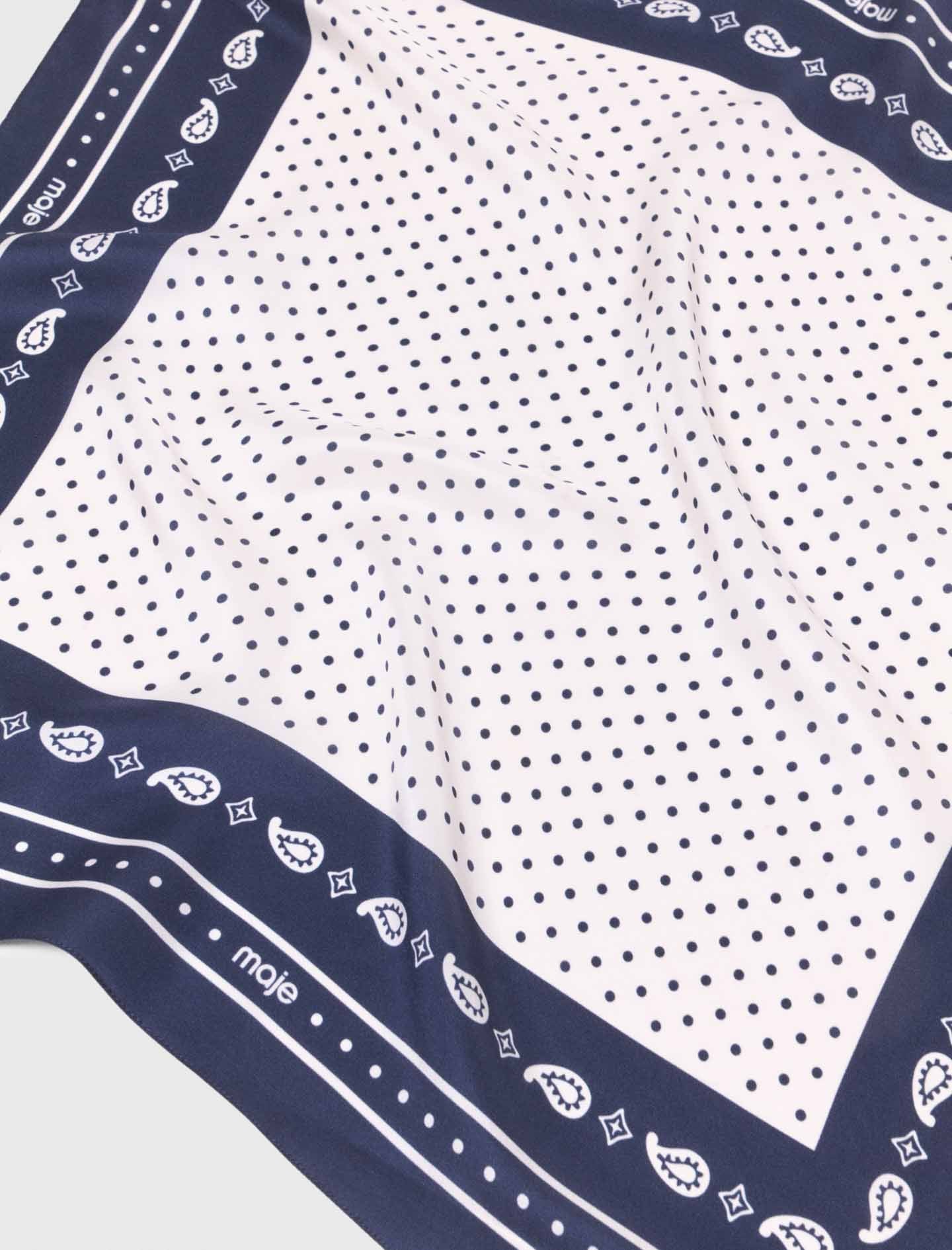 60X60 Silk Print Bandana Navy Polka Dot Bandana Print