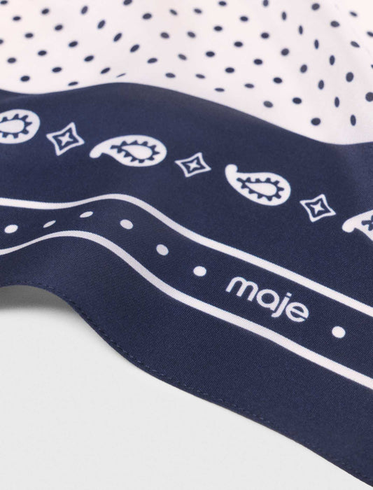 60X60 Silk Print Bandana Navy Polka Dot Bandana Print