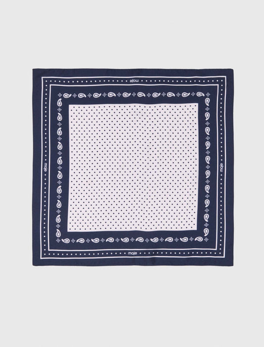 60X60 Silk Print Bandana Navy Polka Dot Bandana Print