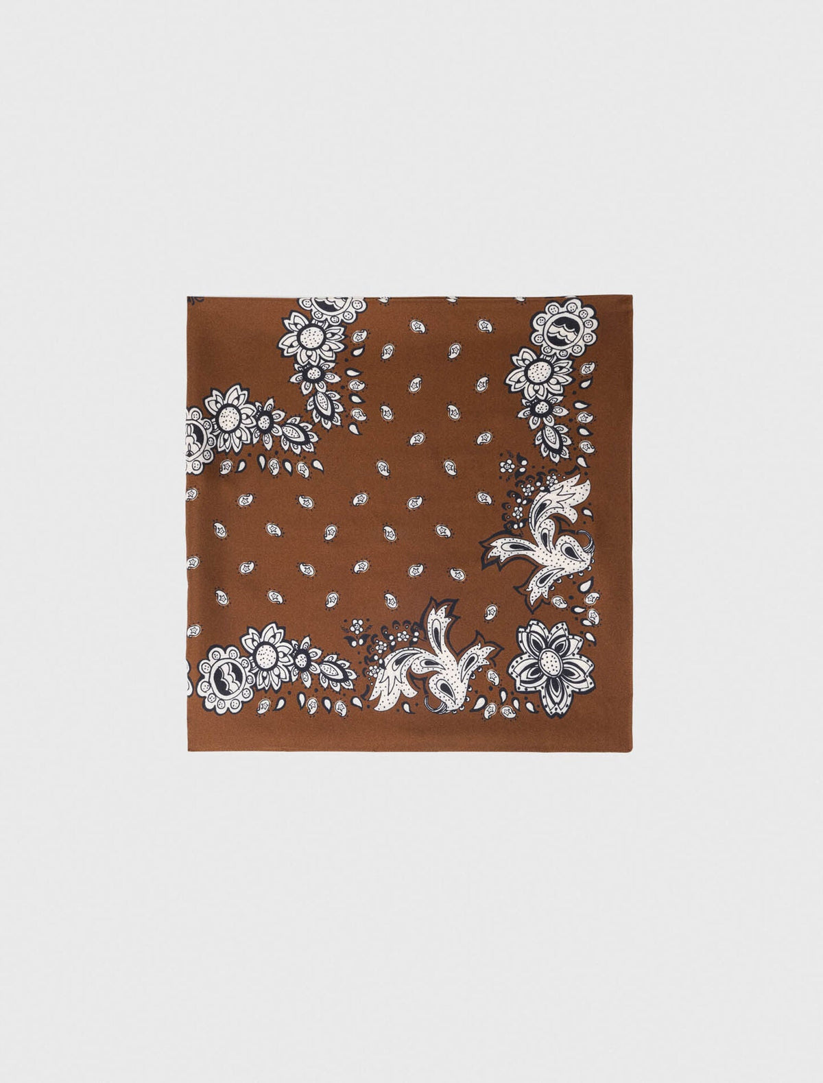 Bandana Print Silk Scarf Brown Bandana Print